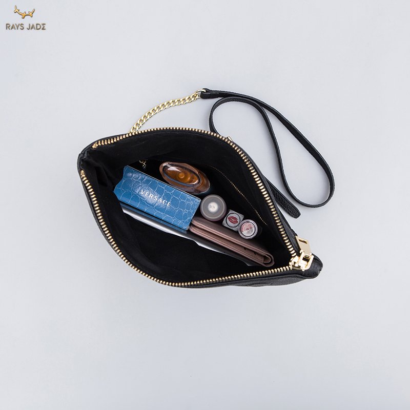 Women's bag Ladies Clutch with adjustable chain strap OEM Fold Over Black Purse Leather Luxury cross body folding Bag