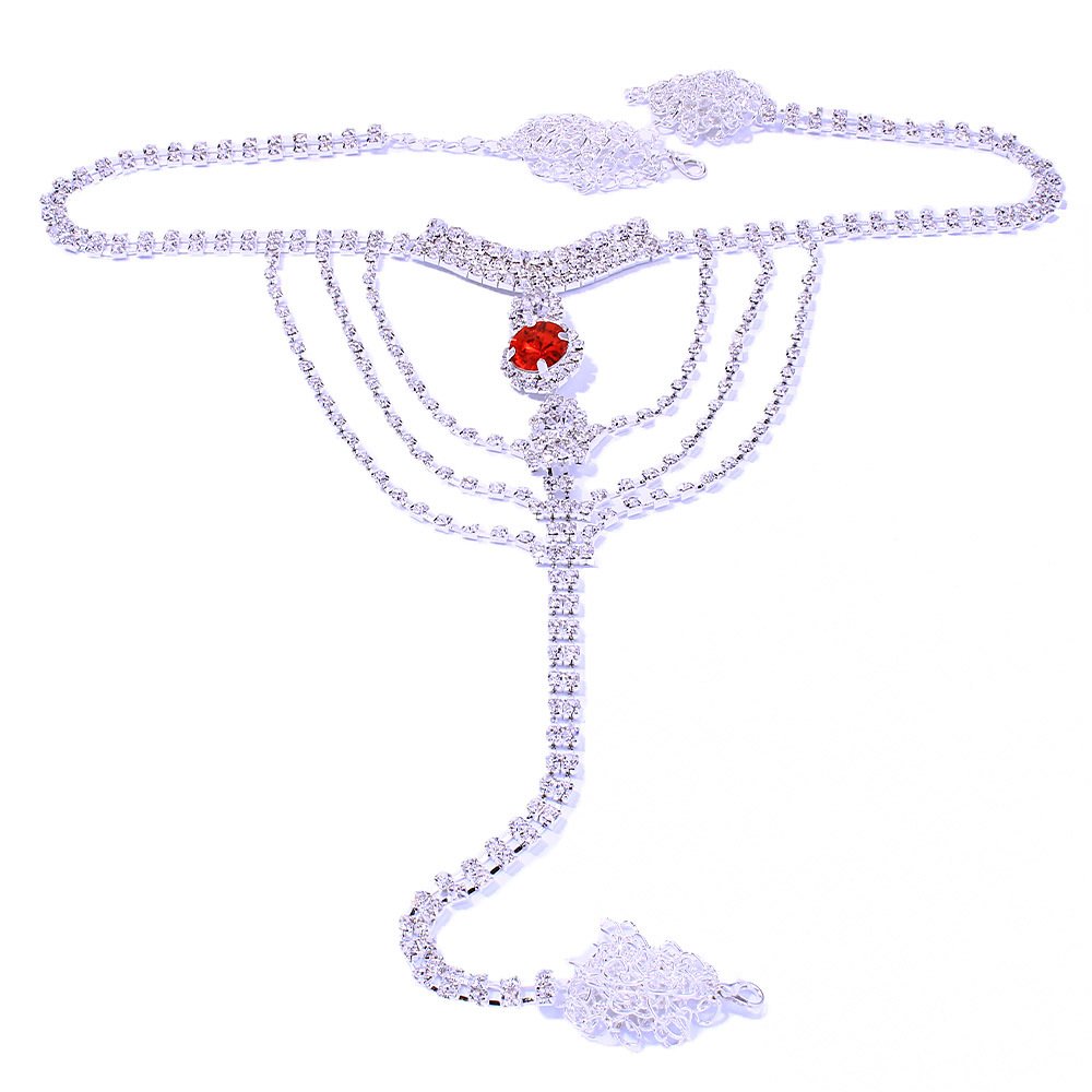 Fashion Body Chain sexy Bikini Shiny Crystal Women Thong Panties Body Chain Rhinestone Thong Set Belly Chain Jewelry