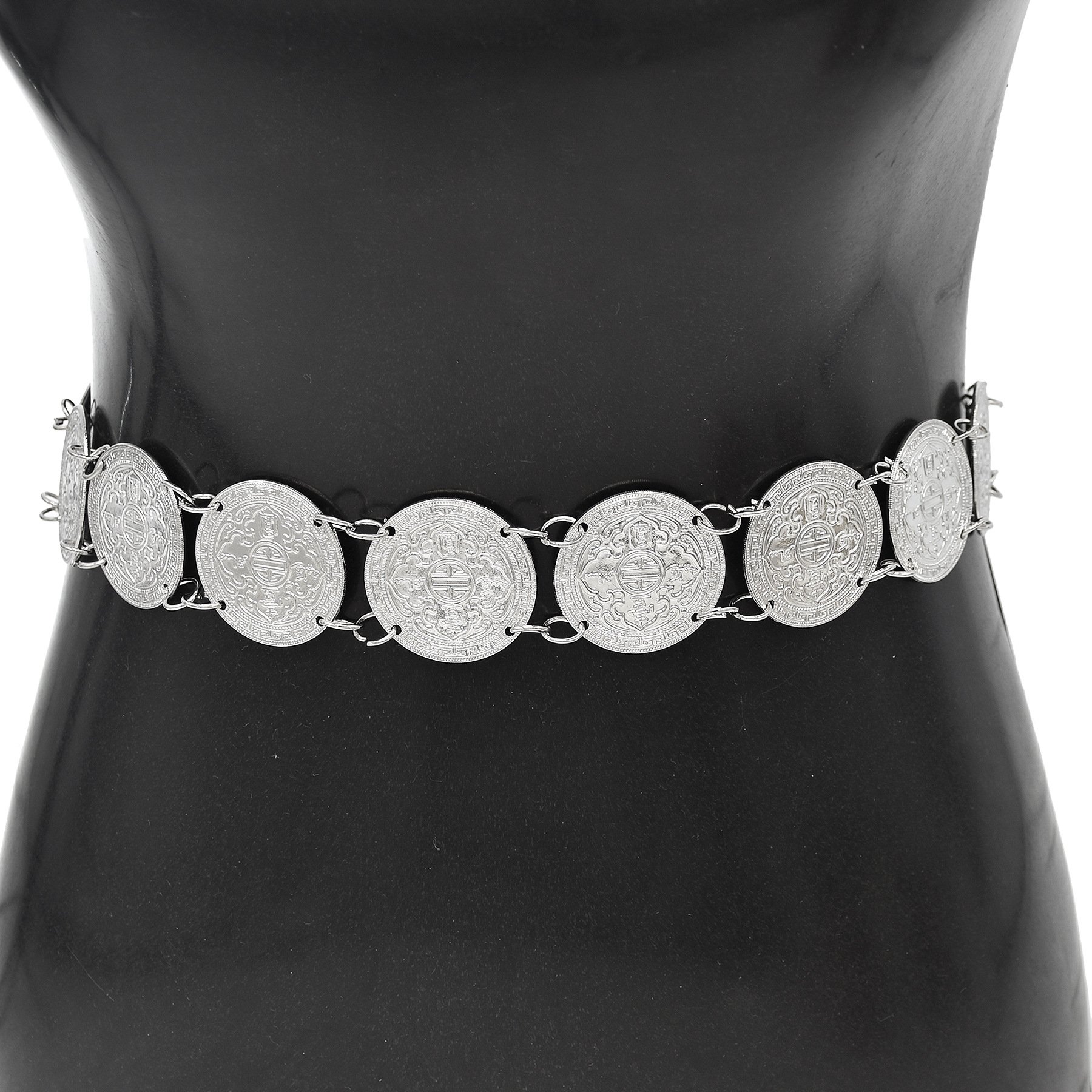 Customized single-layer large coin waist chain belt silver gold rose gold each color moq 60 pcs