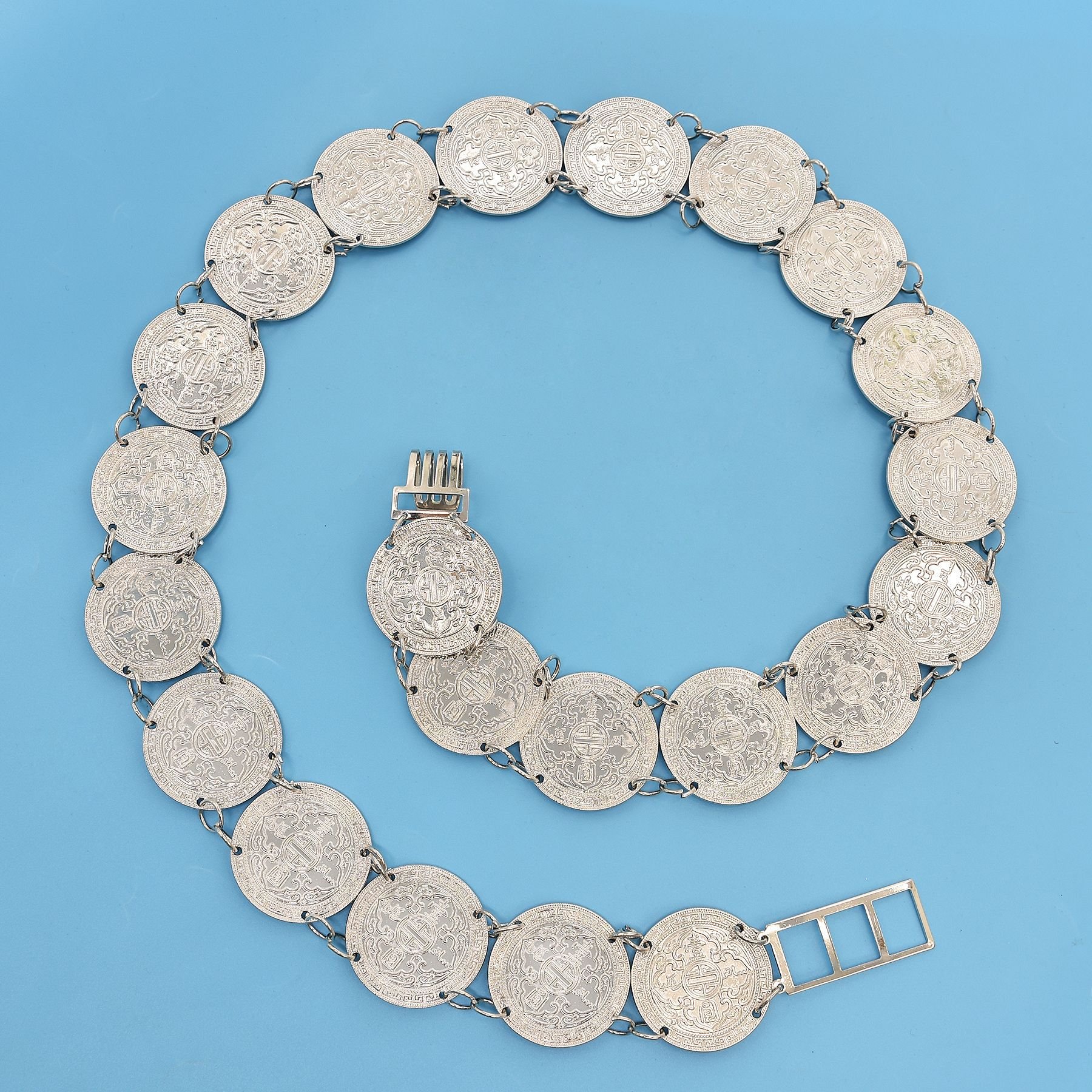 Customized single-layer large coin waist chain belt silver gold rose gold each color moq 60 pcs