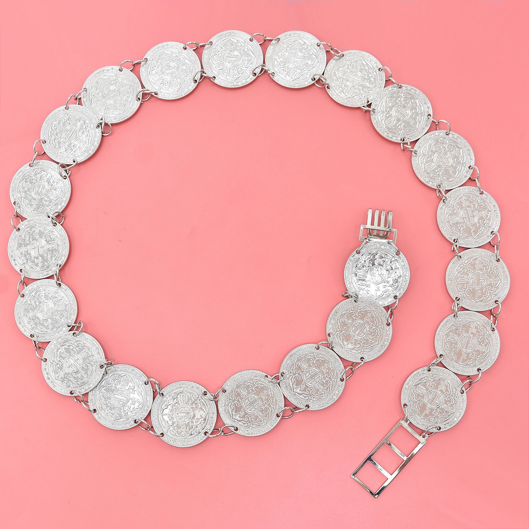 Customized single-layer large coin waist chain belt silver gold rose gold each color moq 60 pcs