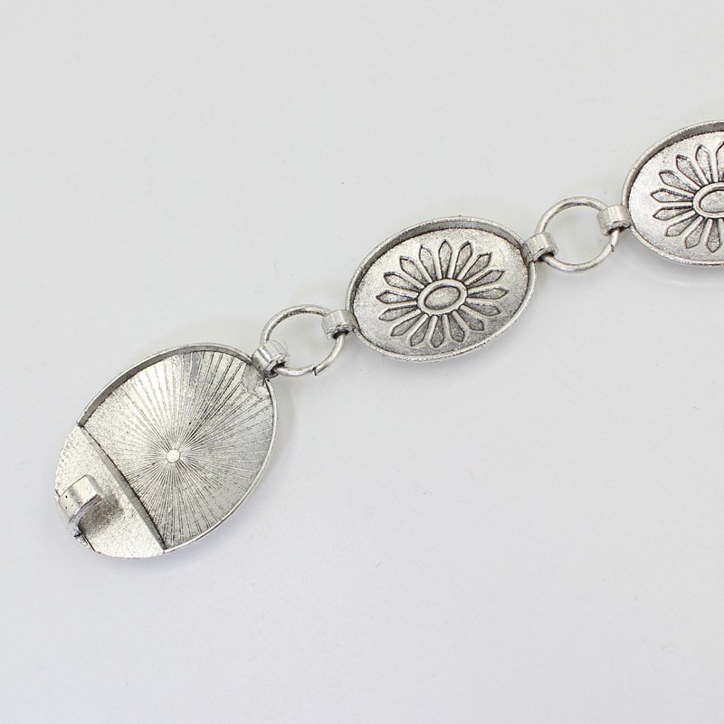 Hook adjustable oval metal waist chain for women's chain dress decoration belt