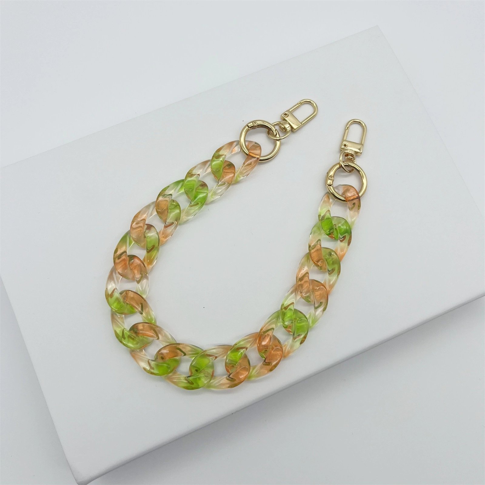 Colorful Gradient Acrylic Bag Lanyard Crossing Anti-dropping Chain Keychain Bag Decorative Chain Mobile Phone Chain Bag Belt