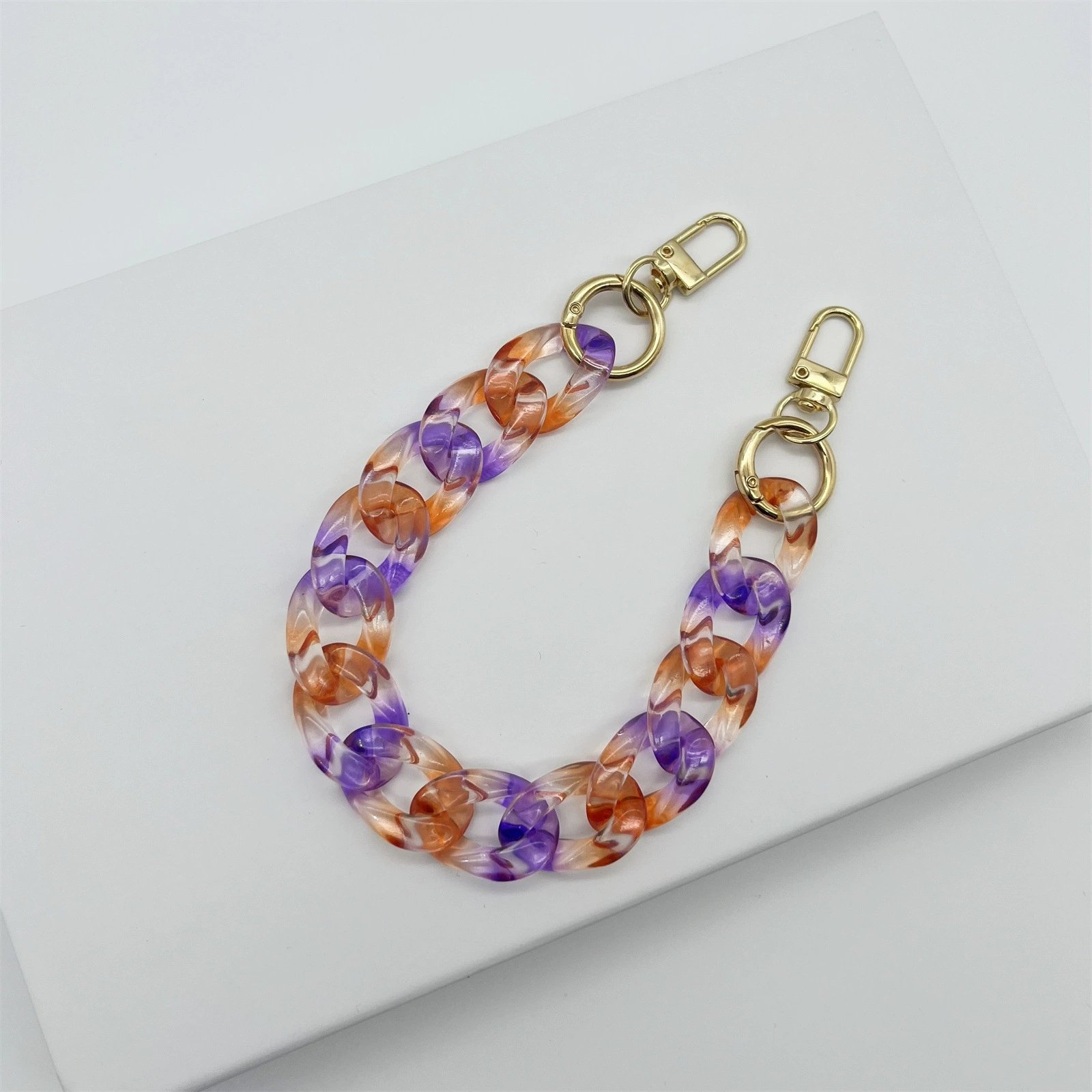 Colorful Gradient Acrylic Bag Lanyard Crossing Anti-dropping Chain Keychain Bag Decorative Chain Mobile Phone Chain Bag Belt