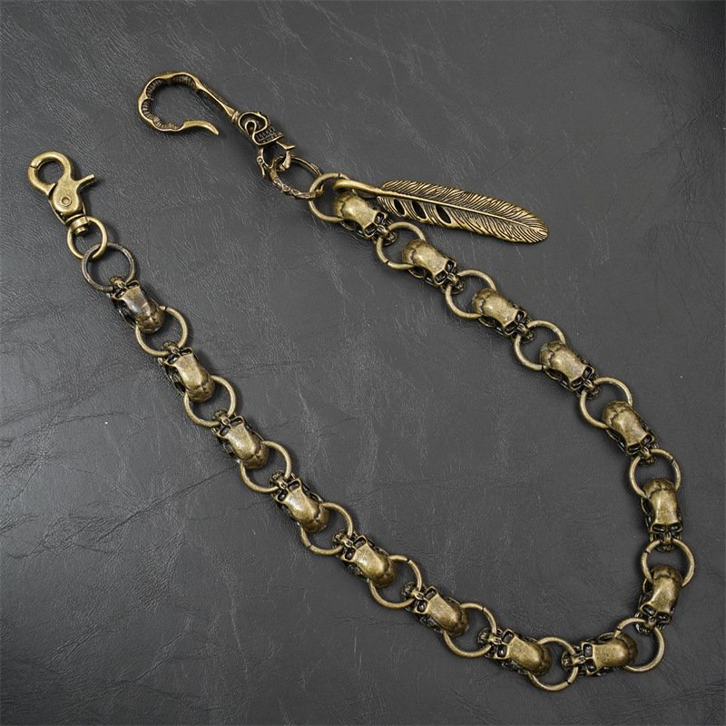 New Fashion Men's Clothing Accessories Skull Trouser Chain Skull Alloy Link Hook Buckle Hip Hop Metal Bronze Chain