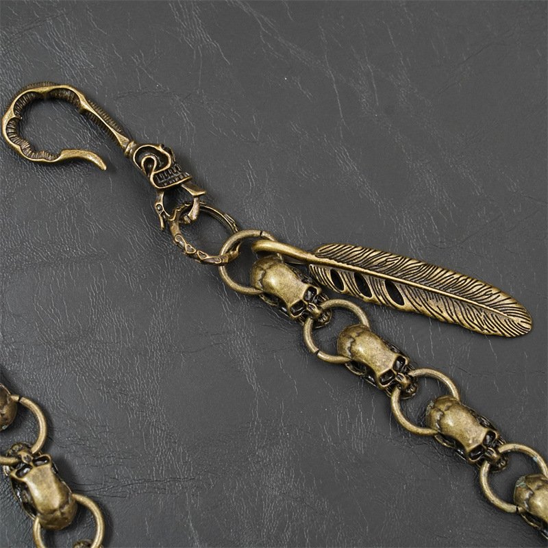 New Fashion Men's Clothing Accessories Skull Trouser Chain Skull Alloy Link Hook Buckle Hip Hop Metal Bronze Chain