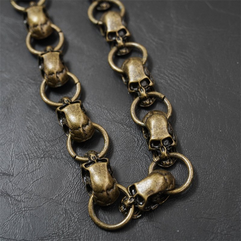New Fashion Men's Clothing Accessories Skull Trouser Chain Skull Alloy Link Hook Buckle Hip Hop Metal Bronze Chain