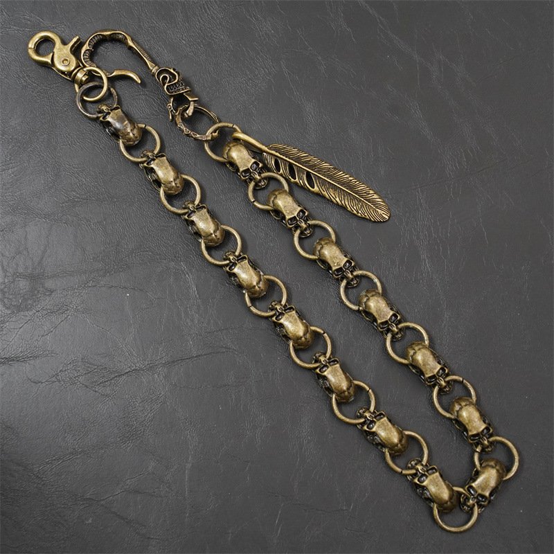 New Fashion Men's Clothing Accessories Skull Trouser Chain Skull Alloy Link Hook Buckle Hip Hop Metal Bronze Chain