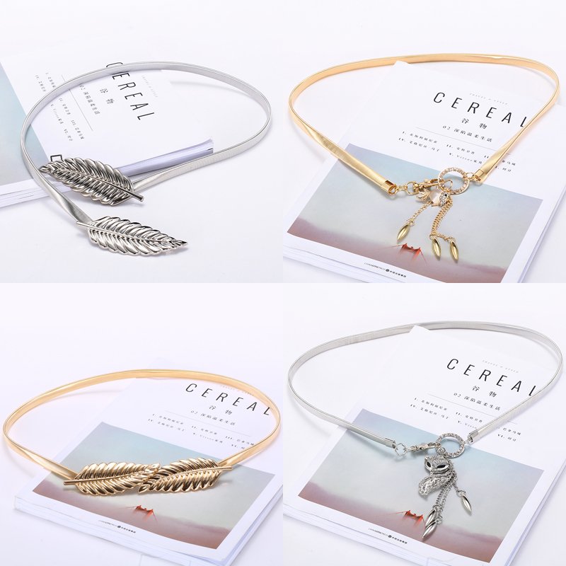 Fashion Metal Plate Belts For Ladies Women Female High Quality Waist Elastic Chain Thin Belts Fast Delivery