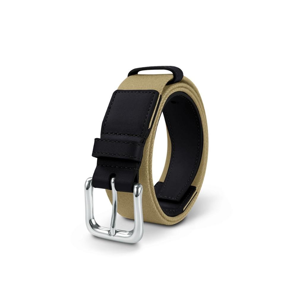 New Collection Leather-cotton beige belt 1.4 inches