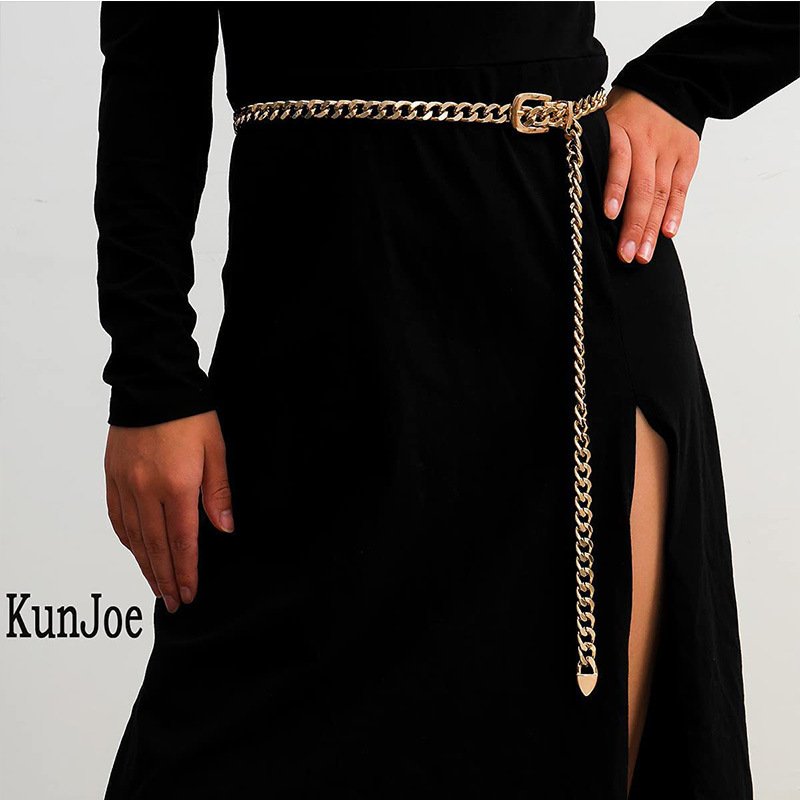 Punk Female Chunky Belt Chain Gold Chain Belts Adjustable Waist Chain Jewelry for Jeans Pants