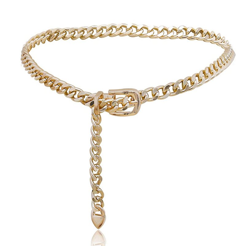 Punk Female Chunky Belt Chain Gold Chain Belts Adjustable Waist Chain Jewelry for Jeans Pants