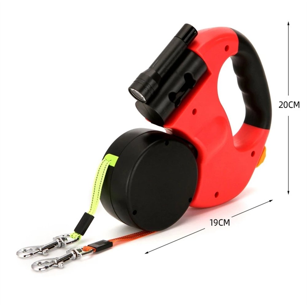 Auto Dual Pet Leashes with LED Flashlight Dog Walking Leash Dog Chain LED Adjustable Retractable Dog Leash
