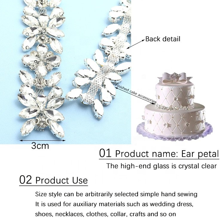 Ear petal claw chain strap belt headband fitting hat accessories crystal glass rhinestone trim