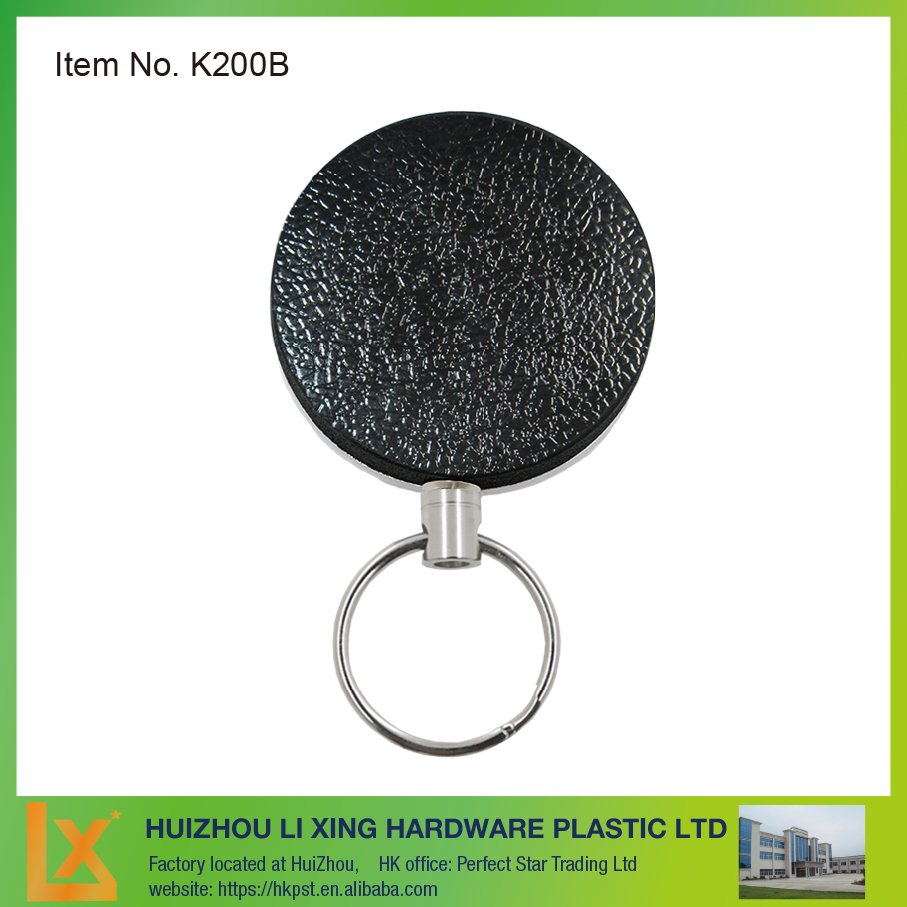 Heavy duty metal retractable key holder with chain, wire cord, nylon and belt clip
