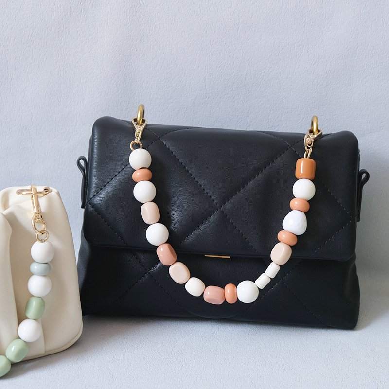 Cute beads custom branded chain luxury orange green wrist women handbags chains bag straps acrylic phone case chain