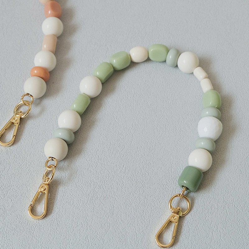 Cute beads custom branded chain luxury orange green wrist women handbags chains bag straps acrylic phone case chain