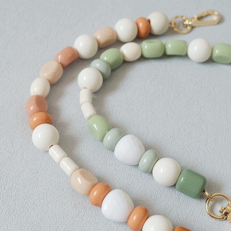 Cute beads custom branded chain luxury orange green wrist women handbags chains bag straps acrylic phone case chain