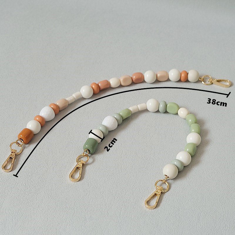 Cute beads custom branded chain luxury orange green wrist women handbags chains bag straps acrylic phone case chain