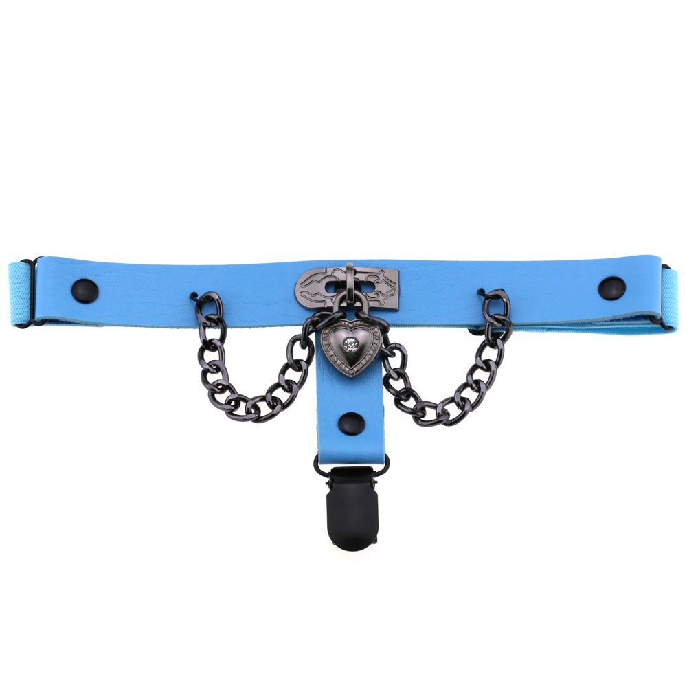New Design Women Punk Black Heart Lock Leather Garter Belt Personality Chain Bondage Thigh Ring Leg Strap Sock Clip Garter