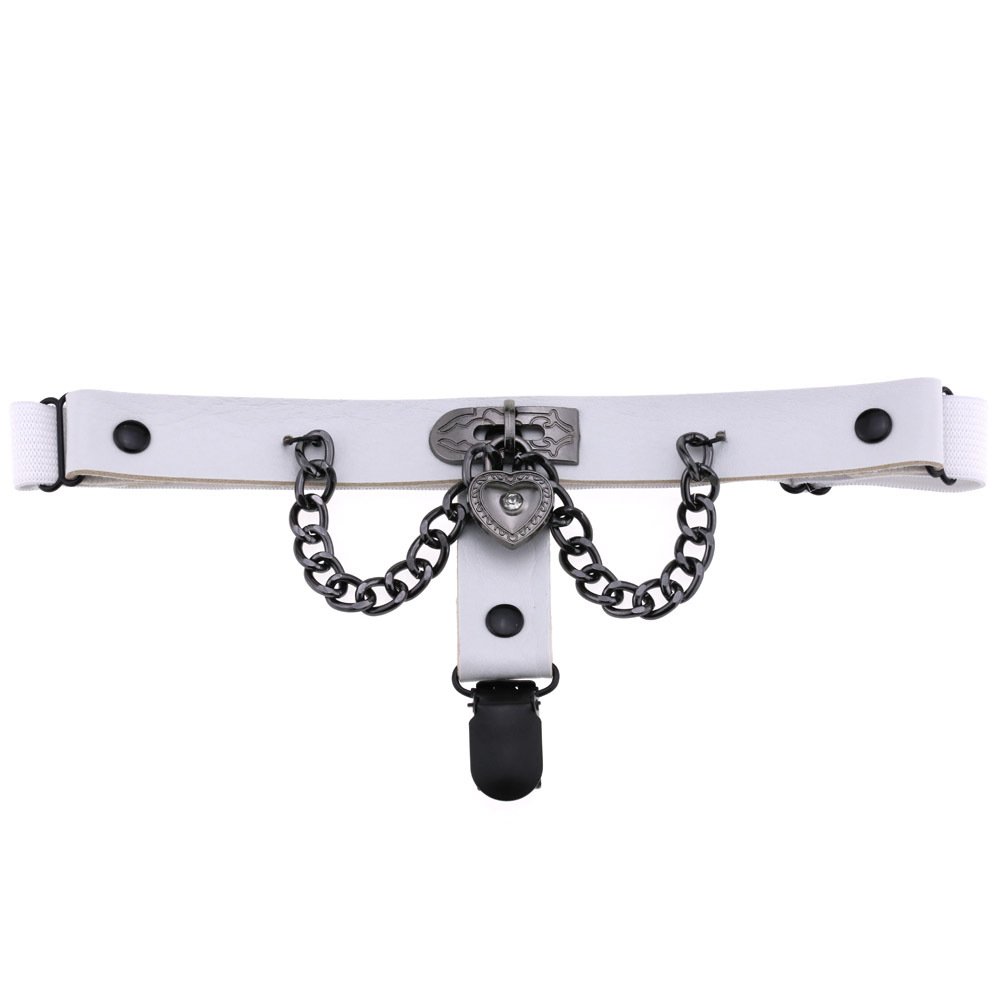 New Design Women Punk Black Heart Lock Leather Garter Belt Personality Chain Bondage Thigh Ring Leg Strap Sock Clip Garter