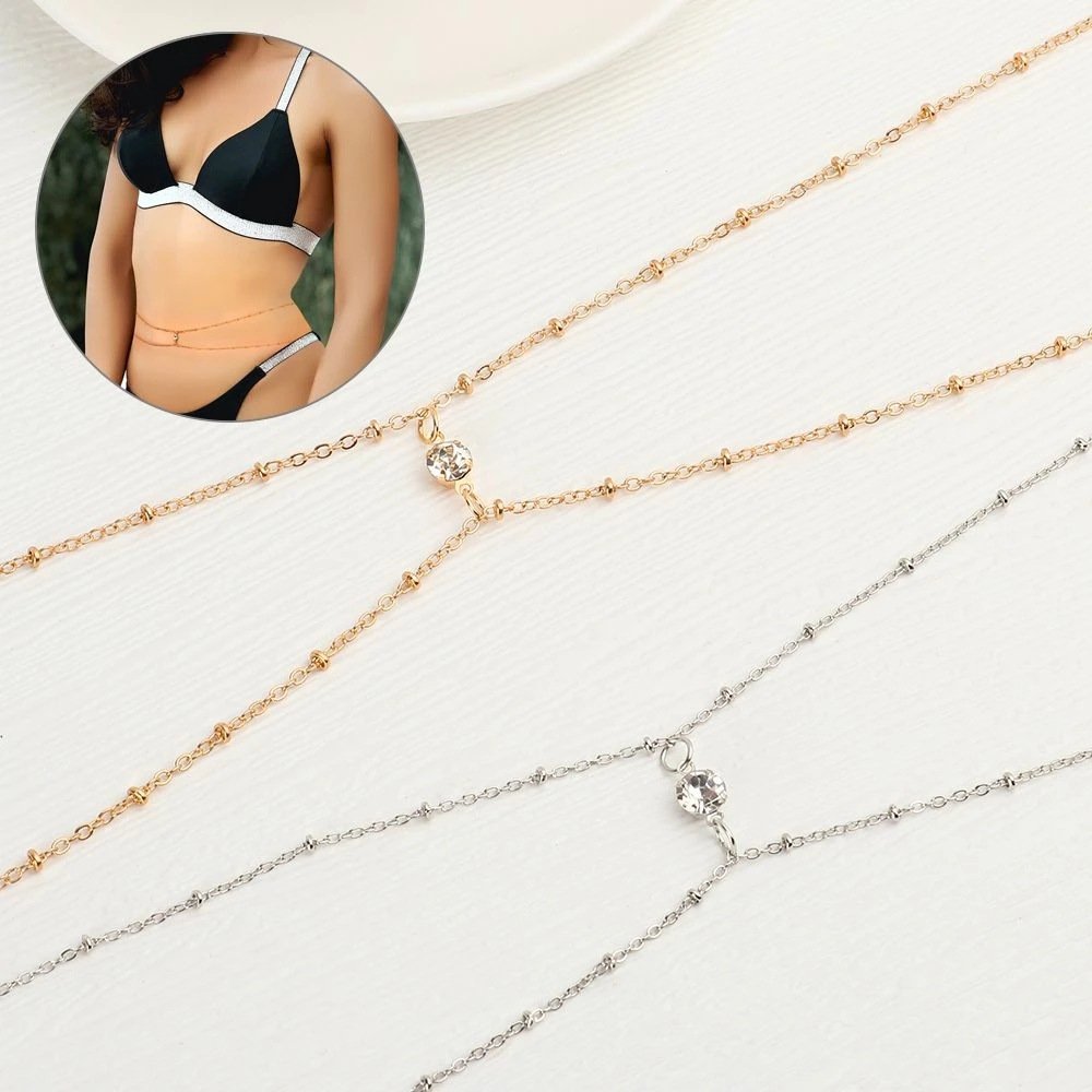 FanYue 2022 new arrival gold plated fashion sexy rhinestone Hip waist chain body jewelry chain for women