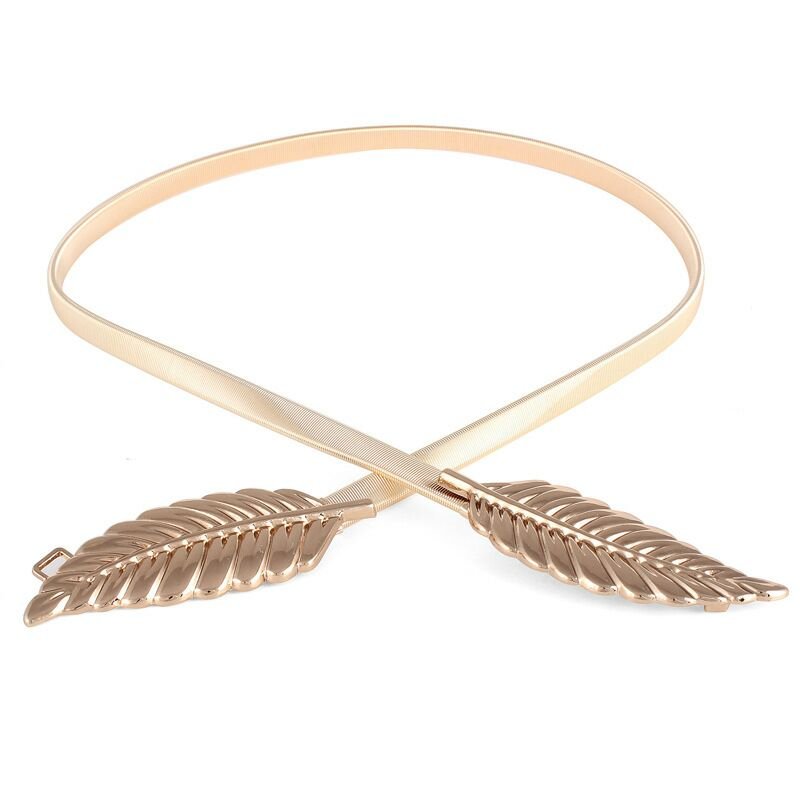 Wholesale Gold Stretch Belts For women Dresses Fashion Belts For Ladies Wedding Waist Belt Metal Plate Elastic Chain