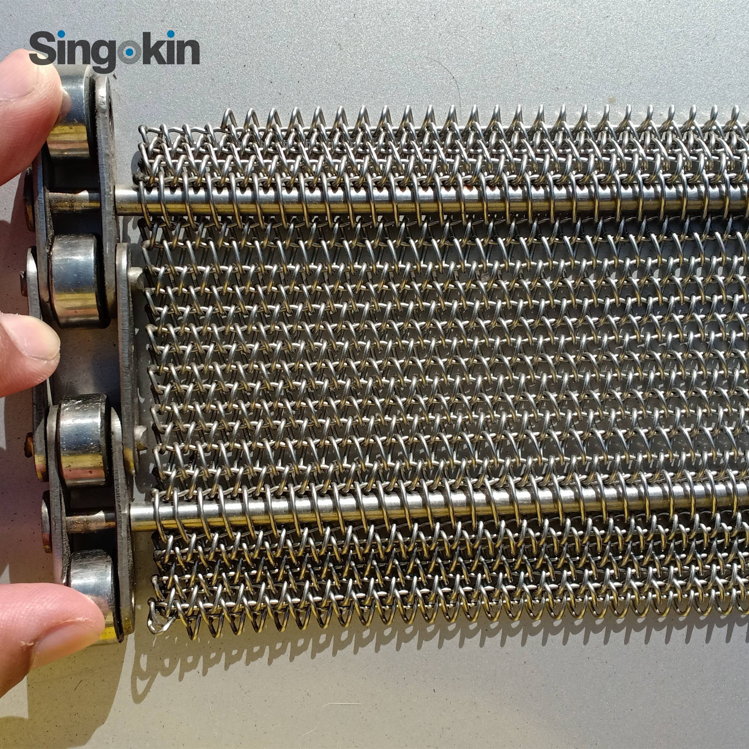 1.2mm 1.5mm Stainless Steel Spiral Wire Mesh chain Link Conveyor belt With chain And Roller