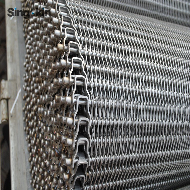 1.2mm 1.5mm Stainless Steel Spiral Wire Mesh chain Link Conveyor belt With chain And Roller