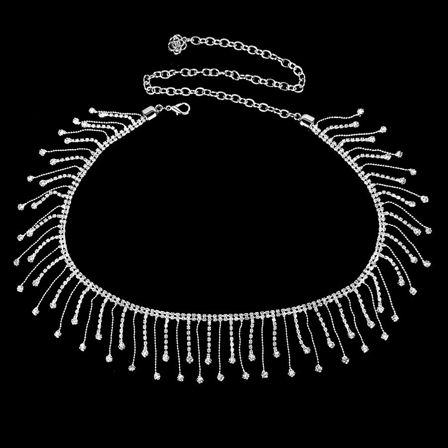 Fringe rhinestone chain waist chain ins new dress embellished Belly dance Dance sexy body chain belt plus size