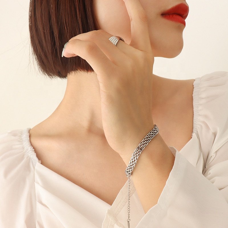 INS fashion simple punk jewelry women French style 18k gold titanium steel chain bracelet fashion charm watchband bracelets