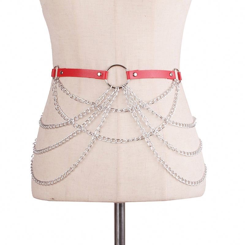 PU Leather Punk Style Fashion for Girls Adjustable Women's Waist Chain Belt Goth Lingerie Garters Sexy Body Harness
