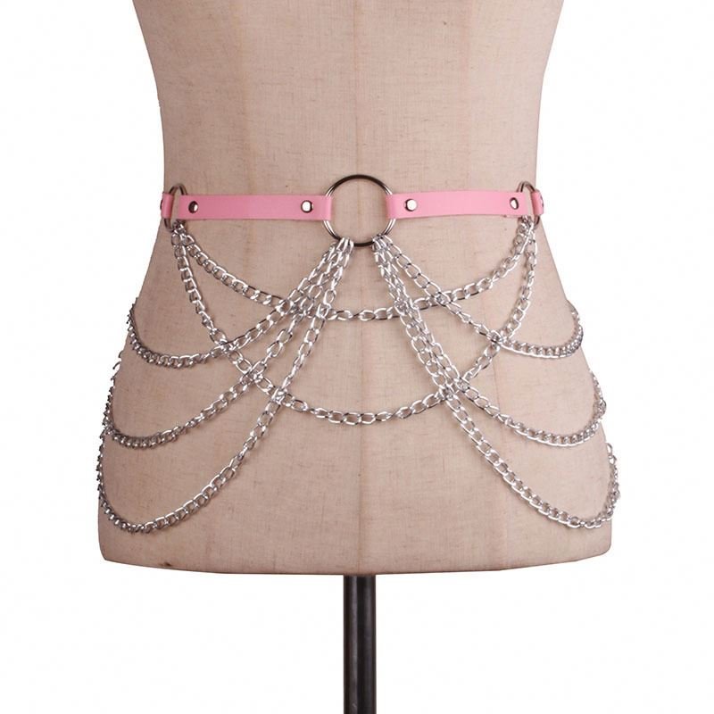 PU Leather Punk Style Fashion for Girls Adjustable Women's Waist Chain Belt Goth Lingerie Garters Sexy Body Harness