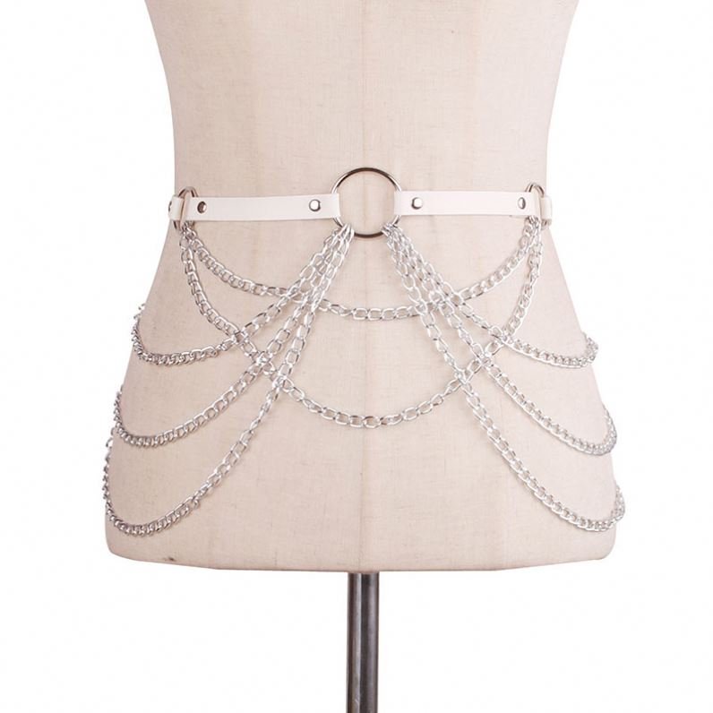 PU Leather Punk Style Fashion for Girls Adjustable Women's Waist Chain Belt Goth Lingerie Garters Sexy Body Harness