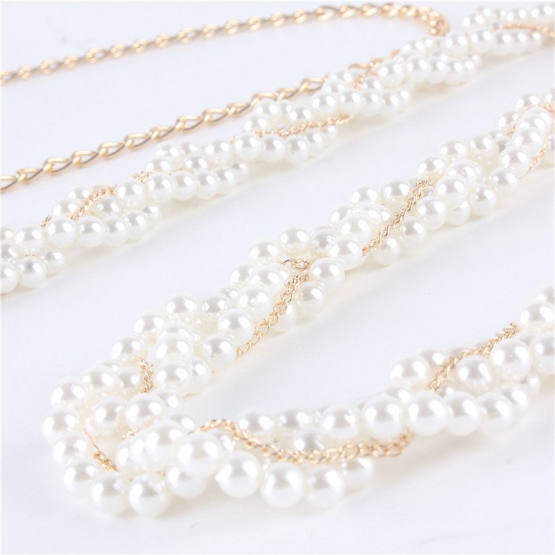 Fashion Accessories Decorative Dress Ladies Waist Tassel Strap Metal Pearl Waist Chain Belts For Women