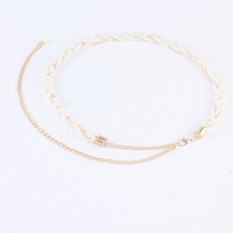 Fashion Accessories Decorative Dress Ladies Waist Tassel Strap Metal Pearl Waist Chain Belts For Women