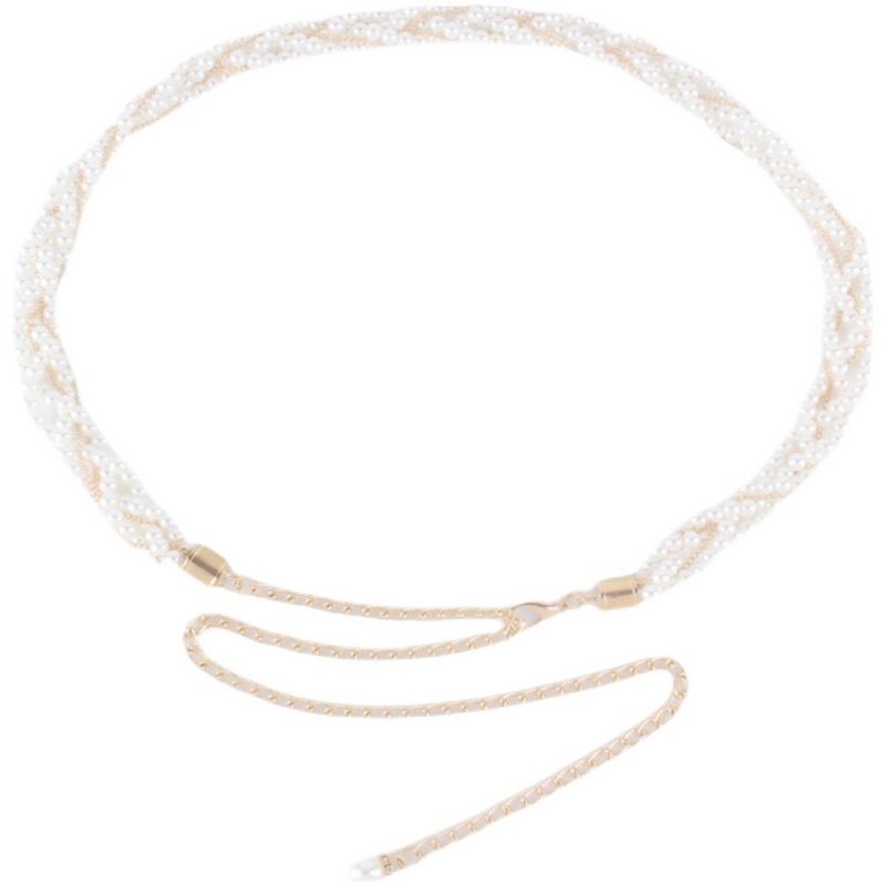 Fashion Accessories Decorative Dress Ladies Waist Tassel Strap Metal Pearl Waist Chain Belts For Women