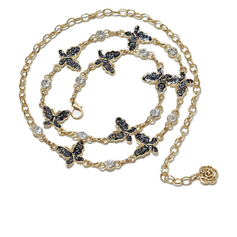 Korean Sexy Butterfly Waist Chain Women's Decorative Belt Thin Metal Chain Belt