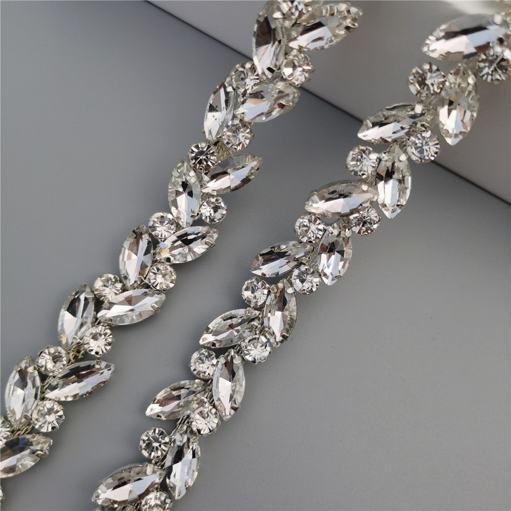 Honor of crystal Multiple size Crystal Rhinestone Chain Trimming Bridal Sash Rhinestone Trim Applique Wedding Belt Garment Acces
