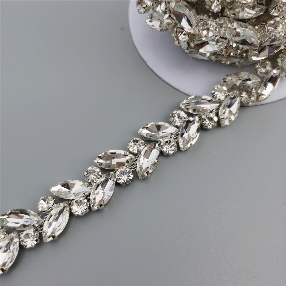 Honor of crystal Multiple size Crystal Rhinestone Chain Trimming Bridal Sash Rhinestone Trim Applique Wedding Belt Garment Acces
