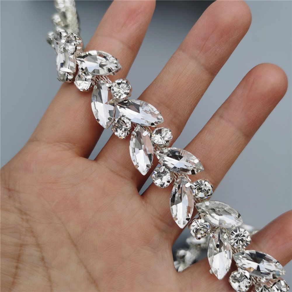 Honor of crystal Multiple size Crystal Rhinestone Chain Trimming Bridal Sash Rhinestone Trim Applique Wedding Belt Garment Acces