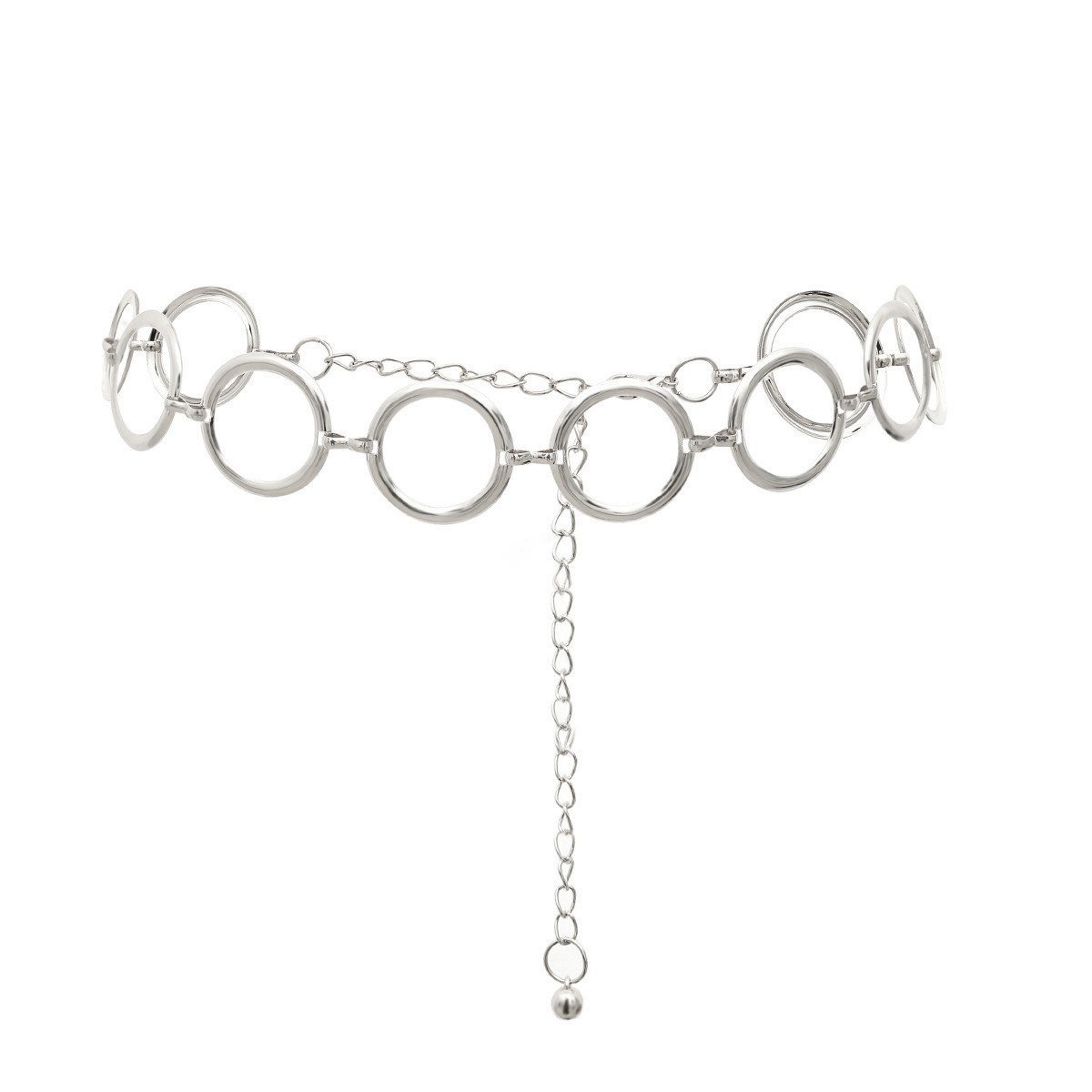 Ladies Geometric Long Belly Waist Chain Belt For Women Fashion Female Personality Metal Gold Circle Chain Belt For Dress