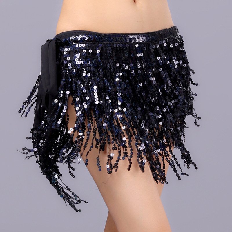 Halloween Belly dance waist chain Indian dance waist towel Sequin fringe hip towel Oriental dance accessories