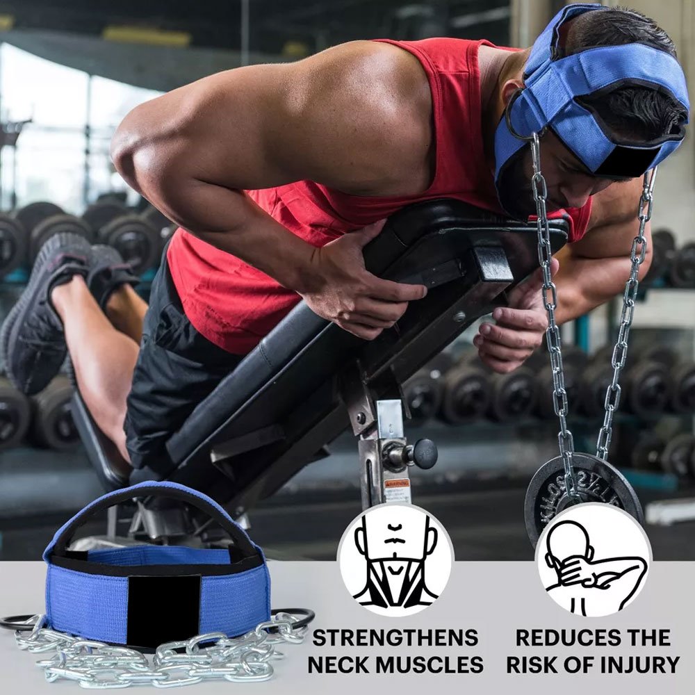 Gym Neck Trainer Fitness Weight Lifting Training Head Harness Exercise Straps Dipping Builder Neck Harness With Chain Belt