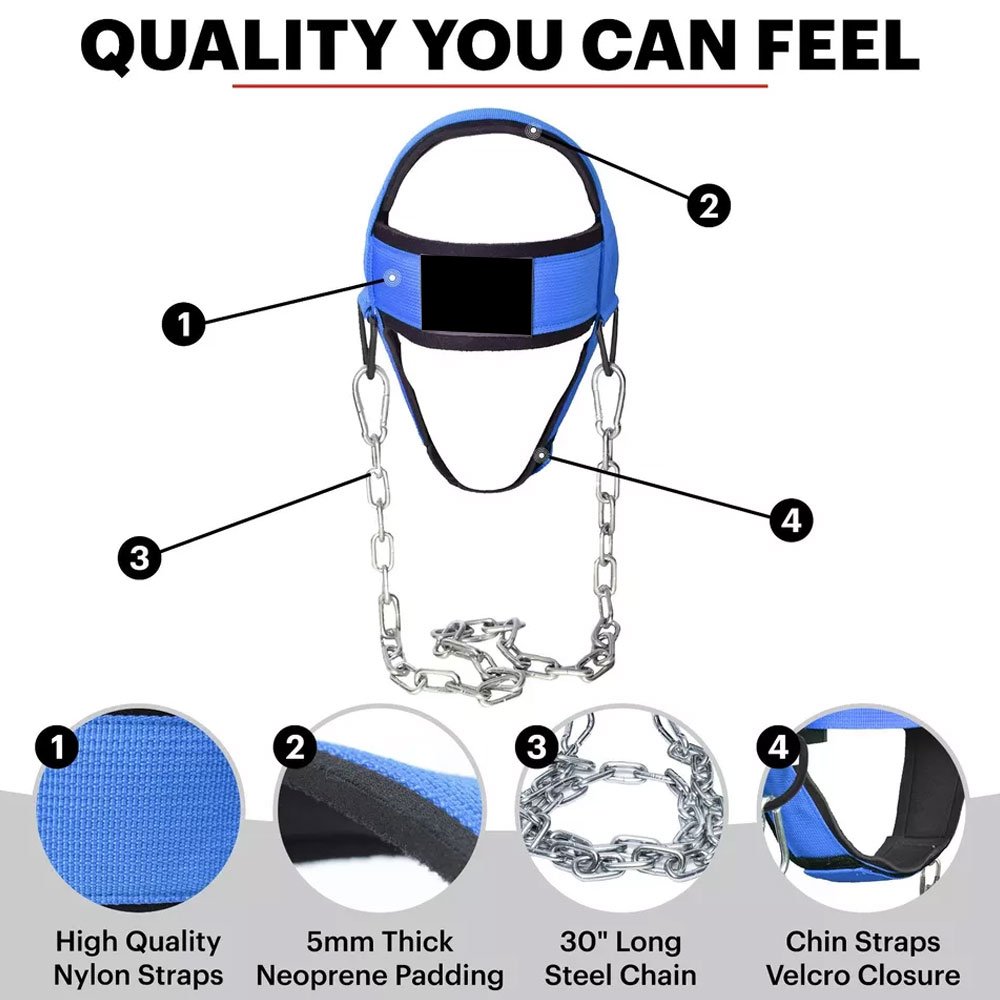 Gym Neck Trainer Fitness Weight Lifting Training Head Harness Exercise Straps Dipping Builder Neck Harness With Chain Belt