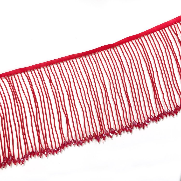 Customized colorful glass bead chain beaded trimming fringe pearl tassel for women Ballet costumes processing