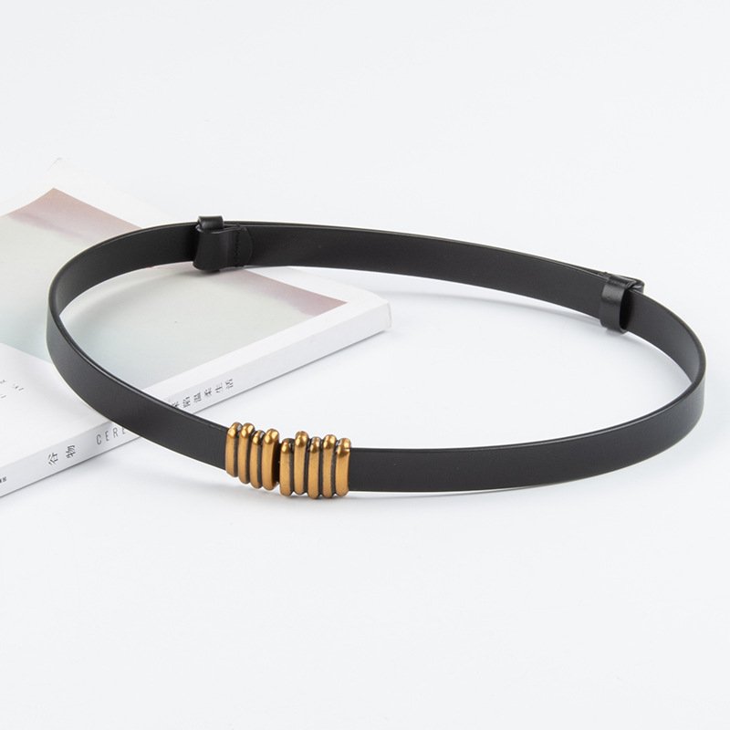 Wholesale Retro Genuine Leather Belt Thin Waist Belt Chain Oemtailors Adjust Dress Belt For Women