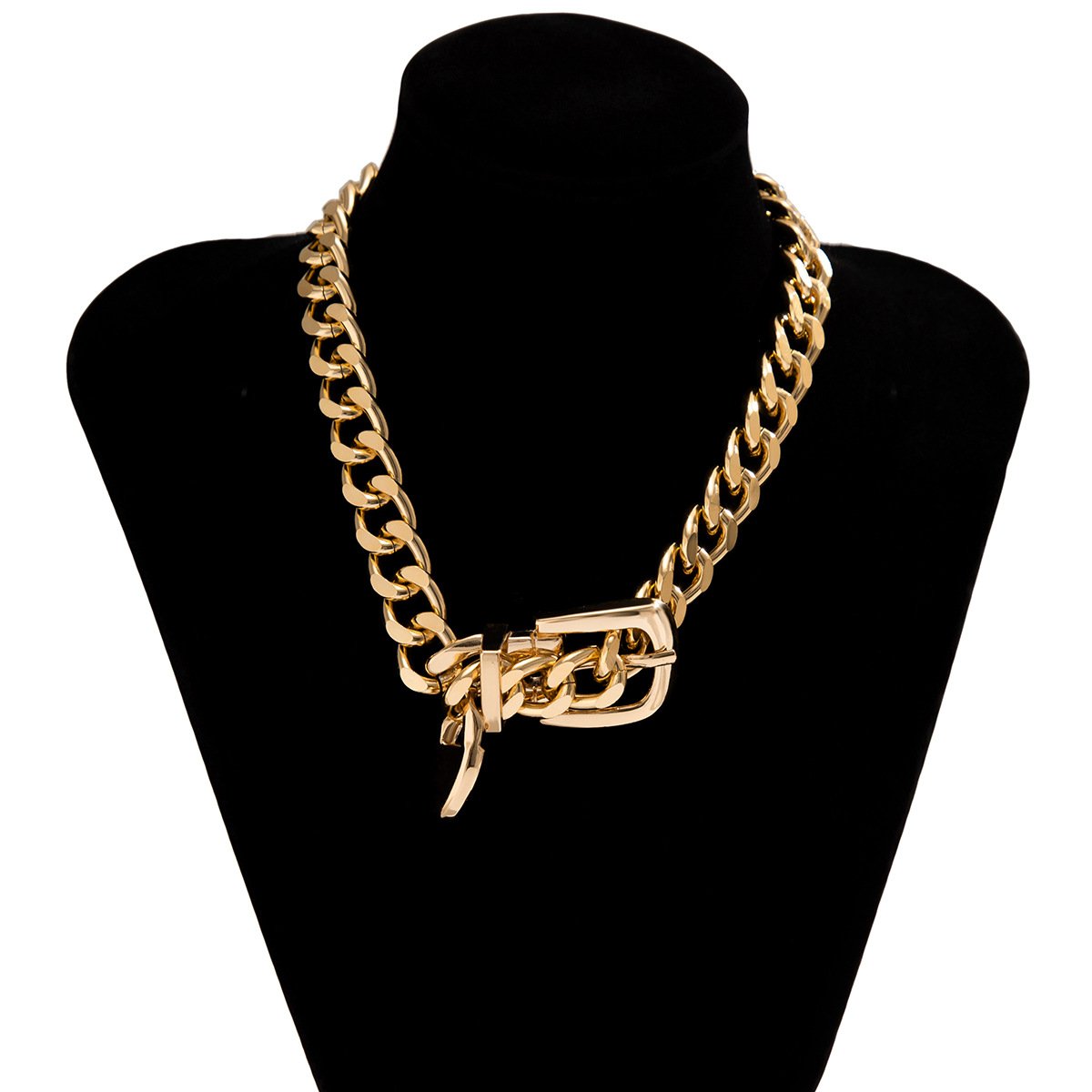 Punk Thick Chunky Clavicle Chains Grunge Neck Jewelry Steampunk Men Exaggerated Big Heavy Metal Belt Choker Necklace For Women
