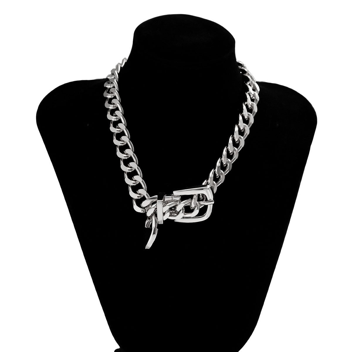 Punk Thick Chunky Clavicle Chains Grunge Neck Jewelry Steampunk Men Exaggerated Big Heavy Metal Belt Choker Necklace For Women