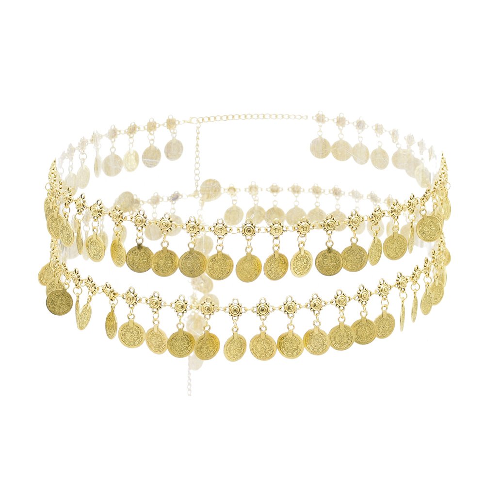 Tassel Coins Waist Chain Belt for Women Hiphop Alloy Gold Color Belly Chain Dress Body Belt Fashion Jewelry